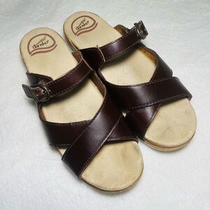 Dansko Dark Brown Leather Sandals Sz 39